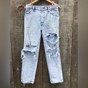 VTG 80s Rustler USA Made Jeans Destroyed Thrashed Stone Wash 32x32 Actual 30x31